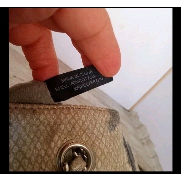 KENNETH COLE Shoulder Bag Handbag Snake Printed Fabric Large Purse Bag Tote - Picture 11 of 13